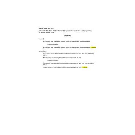 API Spec 6D Errata 10