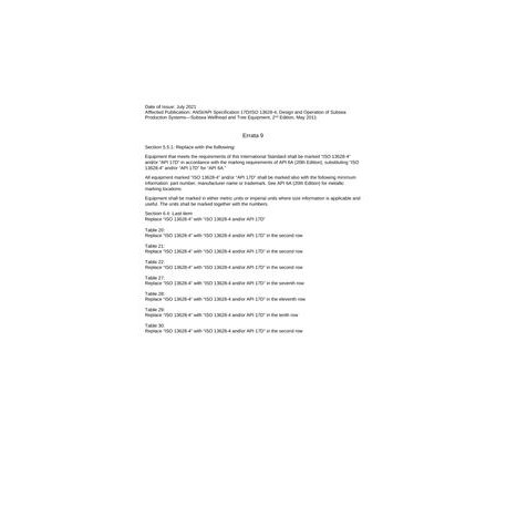 API SPEC 17D (R2018) ERRATA 9