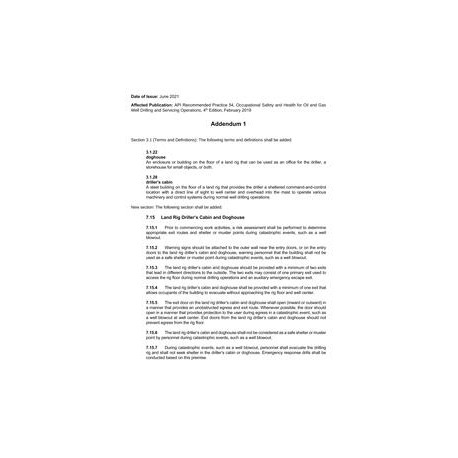 API RP 54 Addendum 1