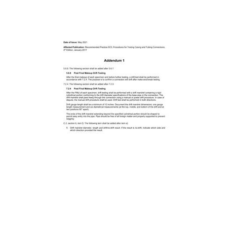 API RP 5C5 Addendum 1