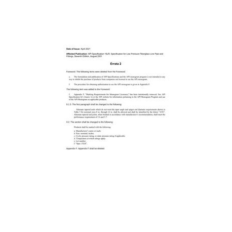 API Spec 15LR Errata 2