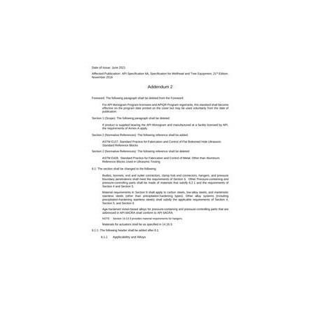 API Spec 6A Addendum 2