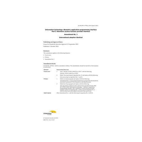 AS ISO/IEC 19784.2-2010 Amd 2:2021