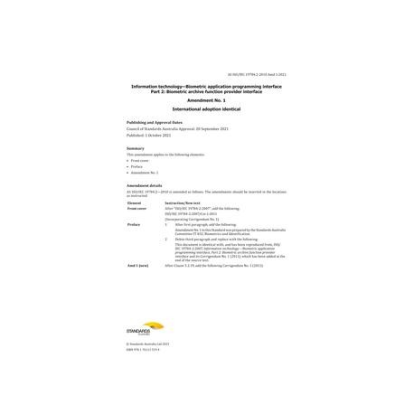 AS ISO/IEC 19784.2:2010 Amd 1:2021